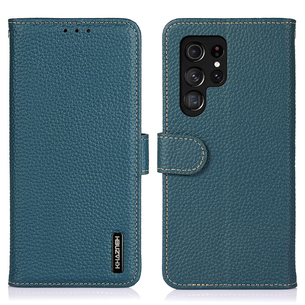 KHAZNEH For Samsung Galaxy S26 Ultra Case Genuine Cow Leather Flip Phone Cover