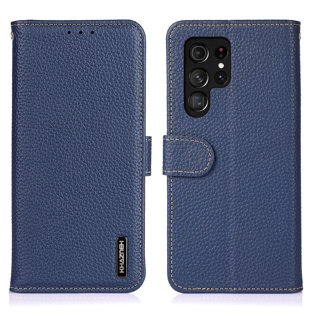 KHAZNEH For Samsung Galaxy S26 Ultra Case Genuine Cow Leather Flip Phone Cover