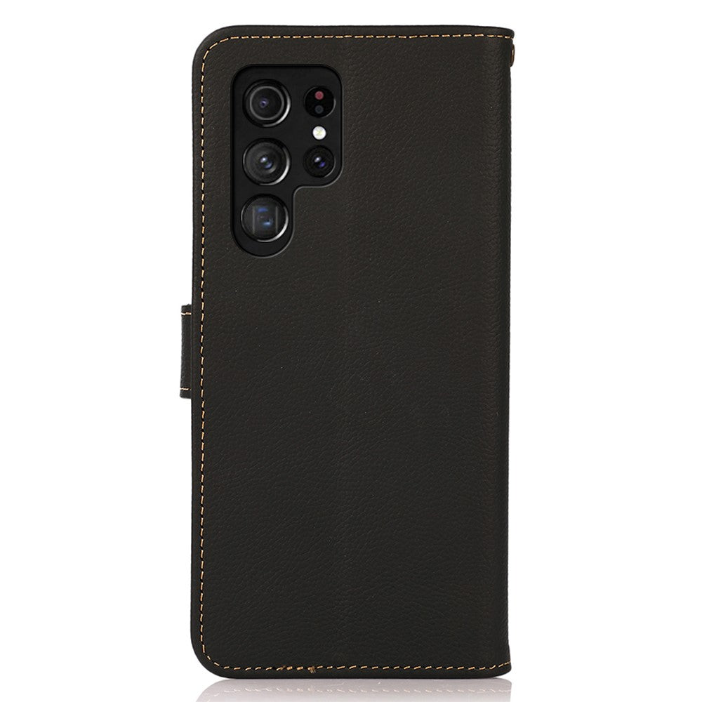 KHAZNEH for Samsung Galaxy S26 Ultra Case Genuine Cow Leather RFID Blocking Wallet Phone Cover