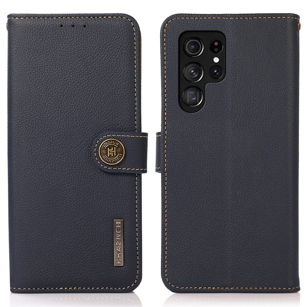KHAZNEH for Samsung Galaxy S26 Ultra Case Genuine Cow Leather RFID Blocking Wallet Phone Cover