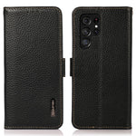 KHAZNEH for Samsung Galaxy S26 Ultra Phone Case Genuine Cow Leather Cover RFID Blocking