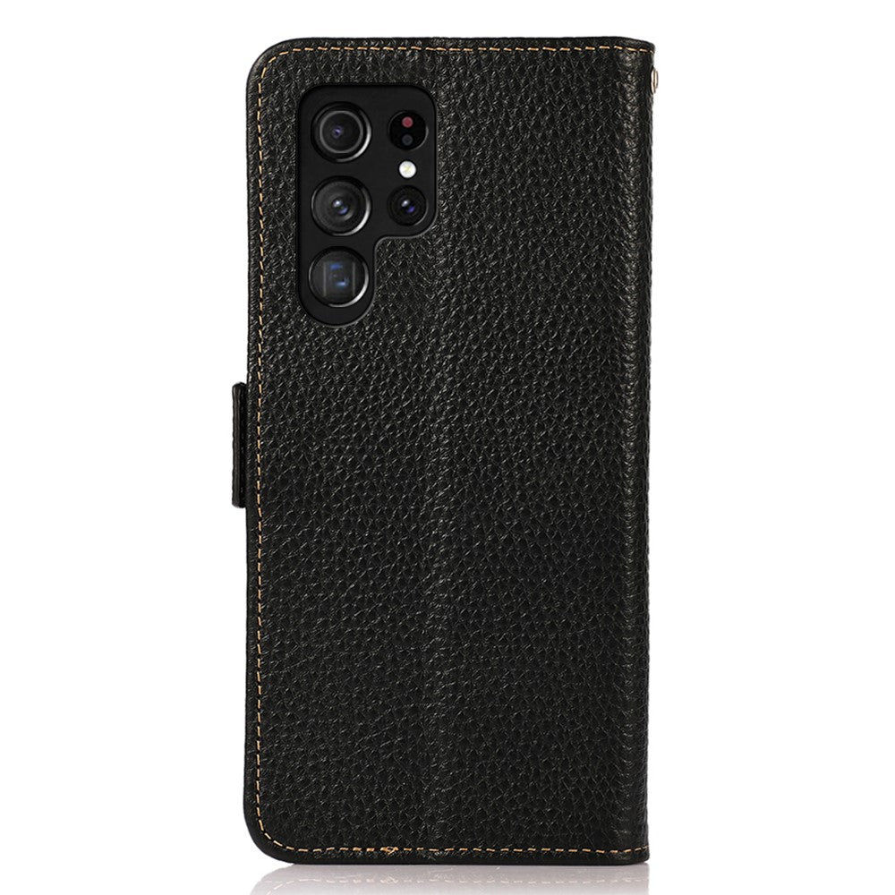 KHAZNEH for Samsung Galaxy S26 Ultra Phone Case Genuine Cow Leather Cover RFID Blocking