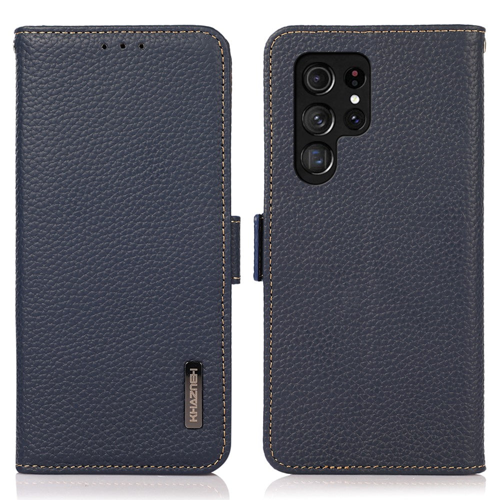 KHAZNEH for Samsung Galaxy S26 Ultra Phone Case Genuine Cow Leather Cover RFID Blocking