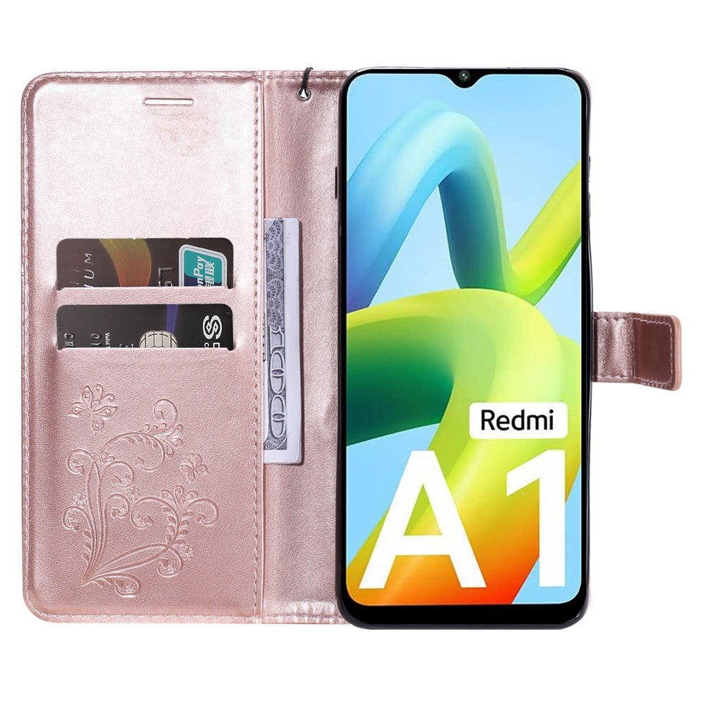 For Xiaomi Redmi A1 4G / A2 4G Wallet Case Floral Butterfly Imprinted Leather Phone Cover Stand