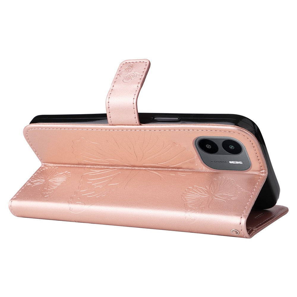 For Xiaomi Redmi A1 4G / A2 4G Wallet Case Floral Butterfly Imprinted Leather Phone Cover Stand