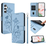 For Samsung Galaxy A56 5G  /  M56 5G Case Wallet Stand Lotus Imprint Leather Phone Cover with Wrist Strap