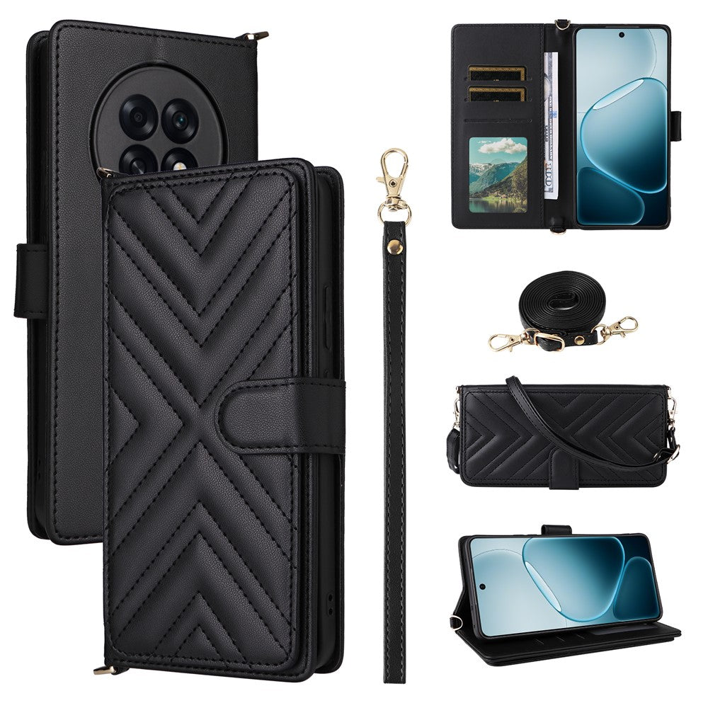 Leather Case for Oppo A6 GT 5G / A6 Max 5G / F31 Pro+ 5G Stand Wallet Phone Cover with Shoulder / Wrist Strap
