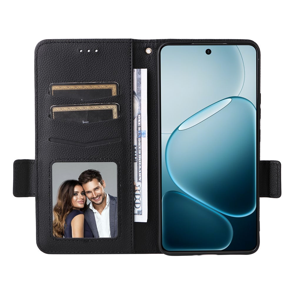 Leather Case for Oppo A6 GT 5G / A6 Max 5G / F31 Pro+ 5G Litchi Texture Wallet Phone Cover with Wrist Strap