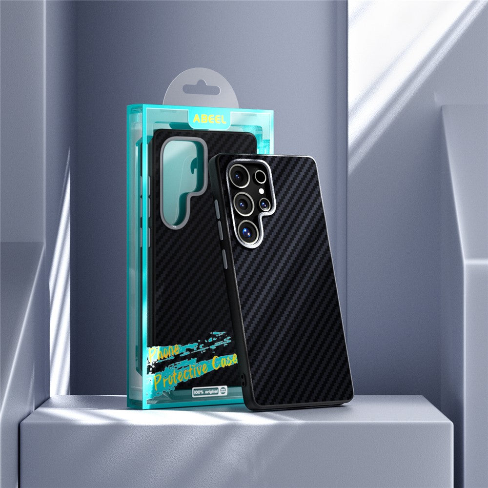 ABEEL For Samsung Galaxy S24 Ultra Magnetic Case Carbon Fiber Texture Back Cover