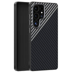 ABEEL For Samsung Galaxy S24 Ultra Magnetic Case Carbon Fiber Texture Back Cover