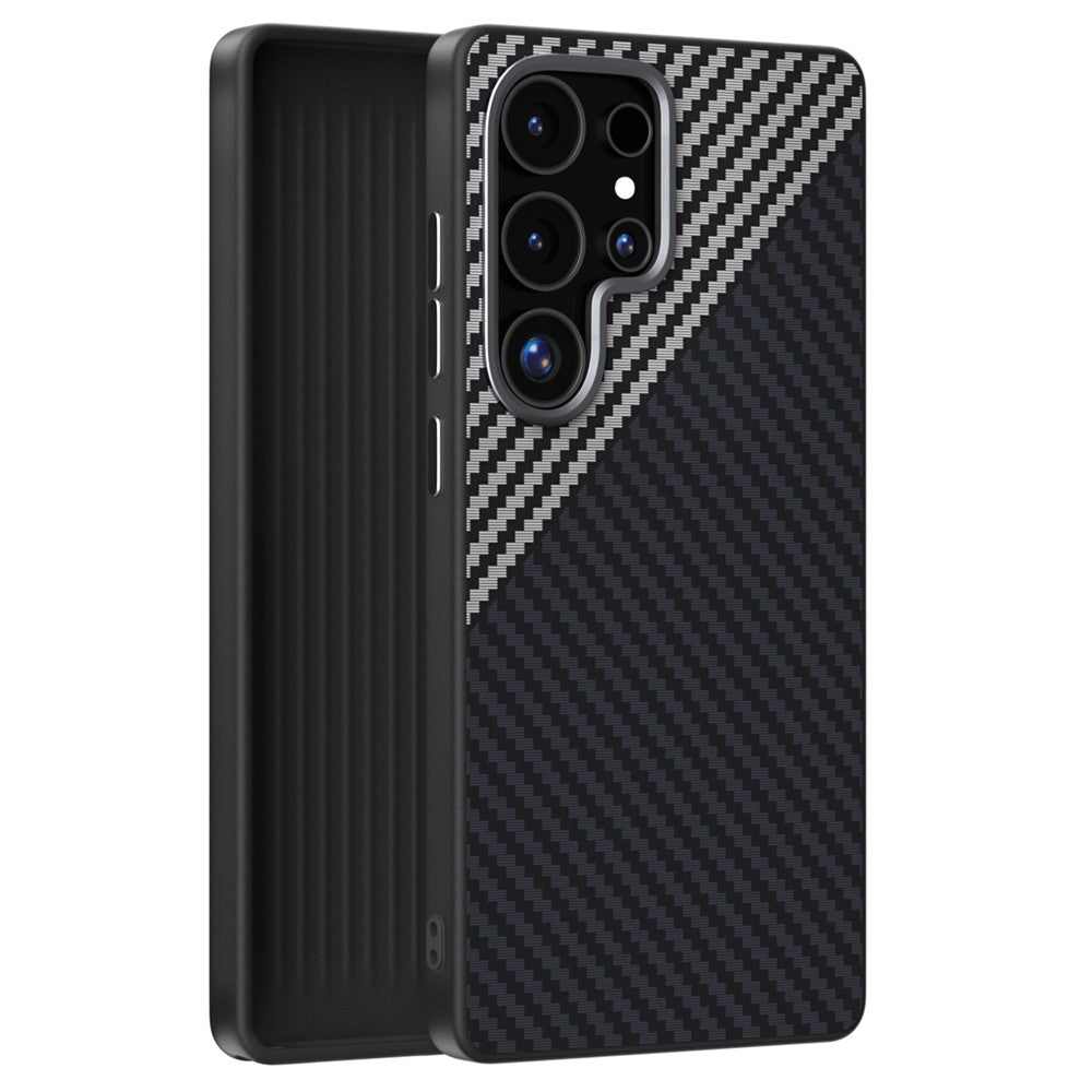 ABEEL For Samsung Galaxy S24 Ultra Magnetic Case Carbon Fiber Texture Back Cover