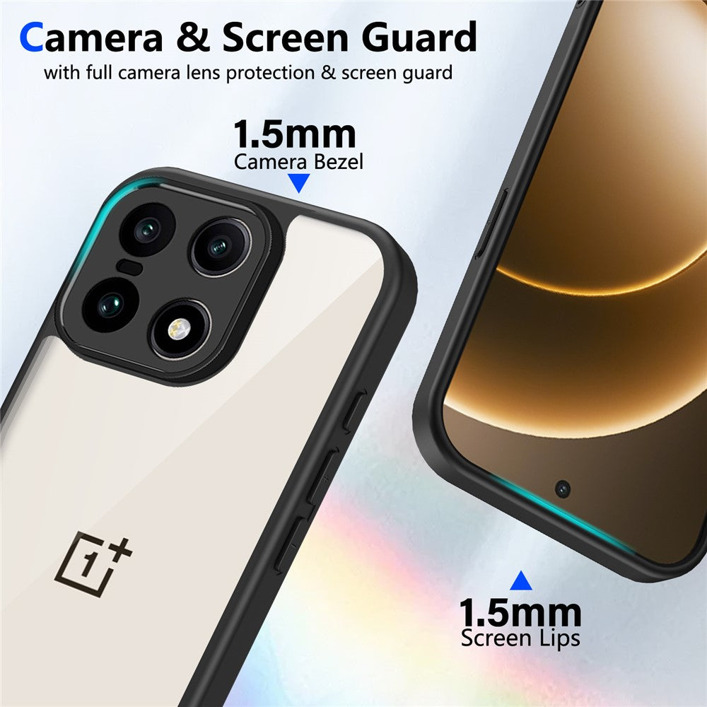 OnePlus 15 5G-skal, matt hud, pekskärm, klar PC + TPU, stötsäkert bakstycke