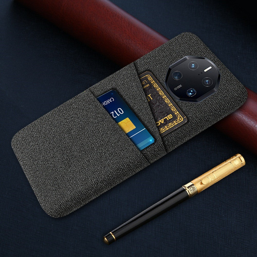 Huawei Mate 50 RS Porsche Design 4G Stötsäkert Tygtextur mobilskal Dubbla Kortplatser PC Skyddande Baksida