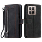 For Xiaomi 15T Pro Case 9 Card Slots Zipper Wallet PU Leather Phone Cover with Wrist Strap