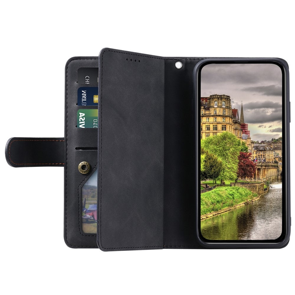 For Xiaomi 15T Pro Case 9 Card Slots Zipper Wallet PU Leather Phone Cover with Wrist Strap