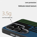 ABEEL Til Samsung Galaxy S24 Ultra Magnetisk Cover Mikro-prægning 6D Printet PC TPU Aluminiumslegering Læder Telefoncover