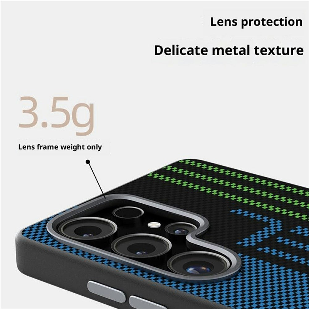 ABEEL Til Samsung Galaxy S24 Ultra Magnetisk Cover Mikro-prægning 6D Printet PC TPU Aluminiumslegering Læder Telefoncover