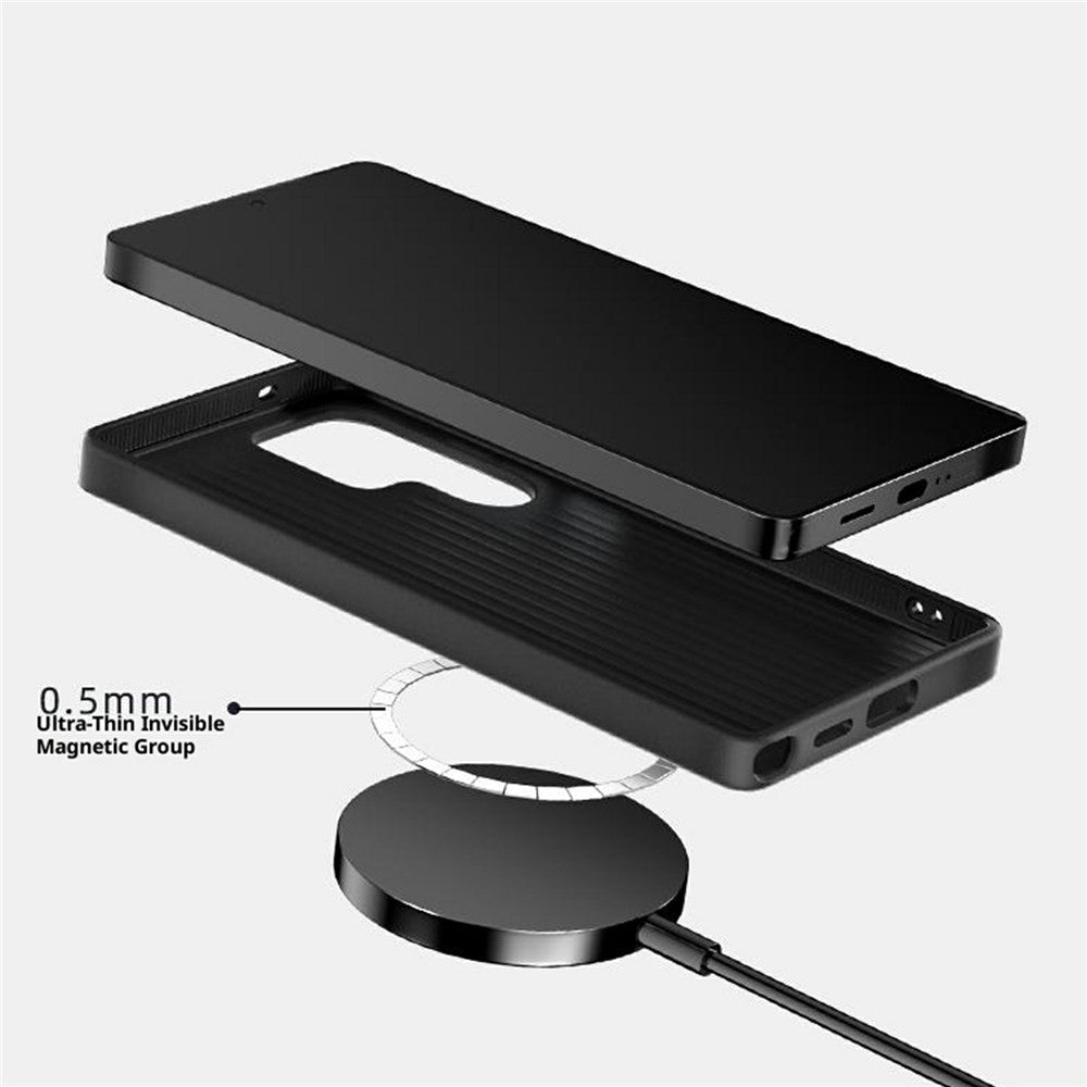 ABEEL Til Samsung Galaxy S24 Ultra Magnetisk Cover Mikro-prægning 6D Printet PC TPU Aluminiumslegering Læder Telefoncover