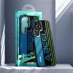 ABEEL Til Samsung Galaxy S24 Ultra Magnetisk Cover Mikro-prægning 6D Printet PC TPU Aluminiumslegering Læder Telefoncover