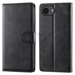 For iPhone 17e / 16e Case Stand Wallet Calf Texture PU Leather Flip Phone Cover with Wrist Strap