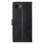 For iPhone 17e / 16e Case Stand Wallet Calf Texture PU Leather Flip Phone Cover with Wrist Strap