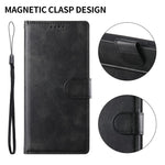 For iPhone 17e / 16e Case Stand Wallet Calf Texture PU Leather Flip Phone Cover with Wrist Strap
