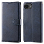 For iPhone 17e / 16e Case Stand Wallet Calf Texture PU Leather Flip Phone Cover with Wrist Strap