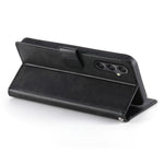 For Samsung Galaxy A35 5G Case Stand Wallet Calf Texture PU Leather Flip Phone Cover with Wrist Strap
