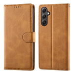 For Samsung Galaxy A35 5G Case Stand Wallet Calf Texture PU Leather Flip Phone Cover with Wrist Strap