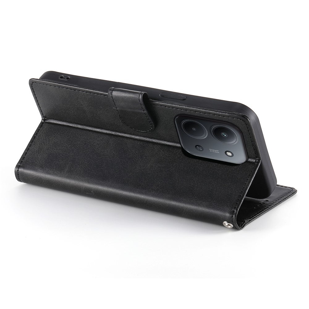 Wallet Case For Xiaomi Redmi 15C 5G (EU) (173mm)  /  4G (EU) (173mm)  /  Poco C85 4G (173mm) Calf Texture Leather Phone Cover with Wrist Strap