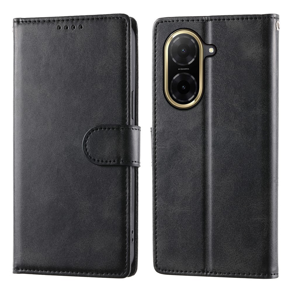 For Xiaomi Redmi A5 NFC (EU) (173.45mm) Case Stand Wallet Calf Texture PU Leather Flip Phone Cover with Wrist Strap