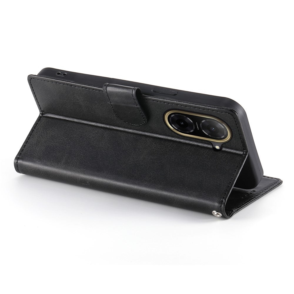 For Xiaomi Redmi A5 NFC (EU) (173.45mm) Case Stand Wallet Calf Texture PU Leather Flip Phone Cover with Wrist Strap