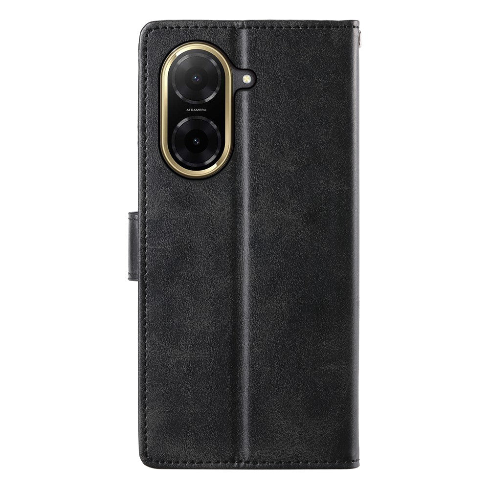 For Xiaomi Redmi A5 NFC (EU) (173.45mm) Case Stand Wallet Calf Texture PU Leather Flip Phone Cover with Wrist Strap