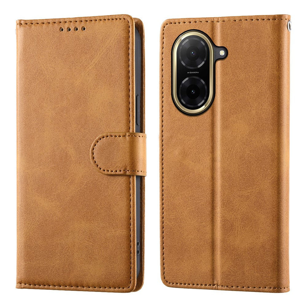 For Xiaomi Redmi A5 NFC (EU) (173.45mm) Case Stand Wallet Calf Texture PU Leather Flip Phone Cover with Wrist Strap