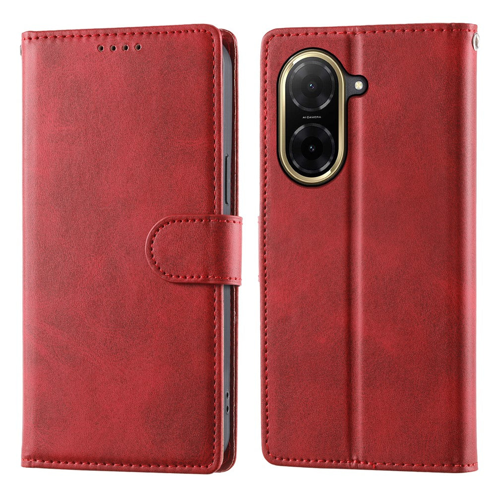 For Xiaomi Redmi A5 NFC (EU) (173.45mm) Case Stand Wallet Calf Texture PU Leather Flip Phone Cover with Wrist Strap