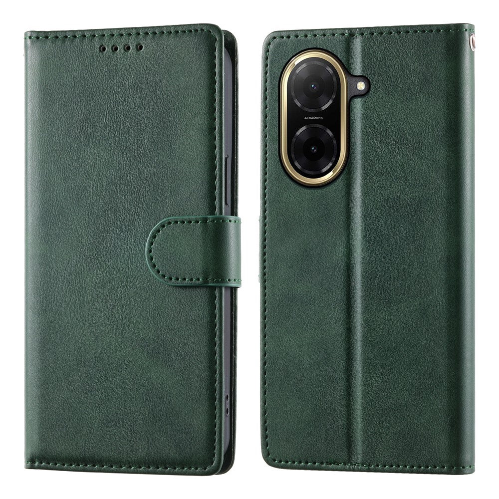 For Xiaomi Redmi A5 NFC (EU) (173.45mm) Case Stand Wallet Calf Texture PU Leather Flip Phone Cover with Wrist Strap