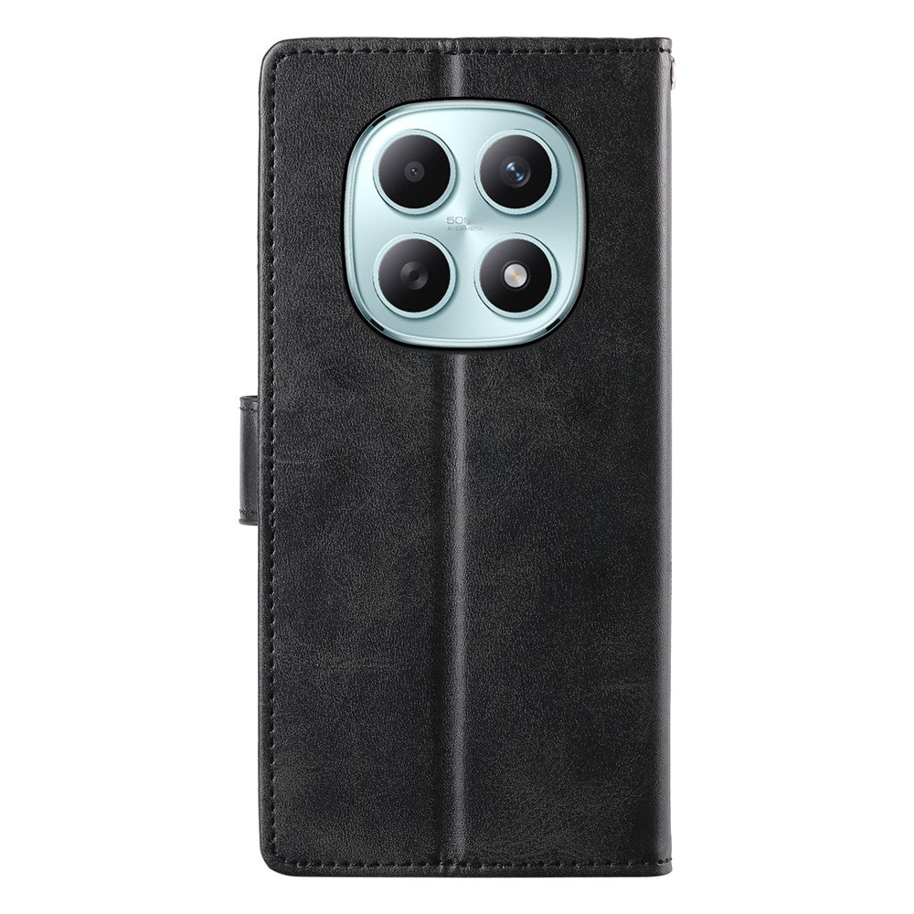 For Xiaomi Poco M8 5G / Redmi Note 15 5G (Global) Case Stand Wallet Calf Texture PU Leather Flip Phone Cover with Wrist Strap
