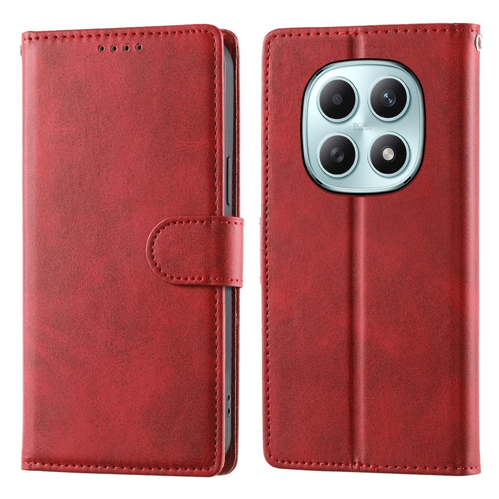 For Xiaomi Poco M8 5G / Redmi Note 15 5G (Global) Case Stand Wallet Calf Texture PU Leather Flip Phone Cover with Wrist Strap