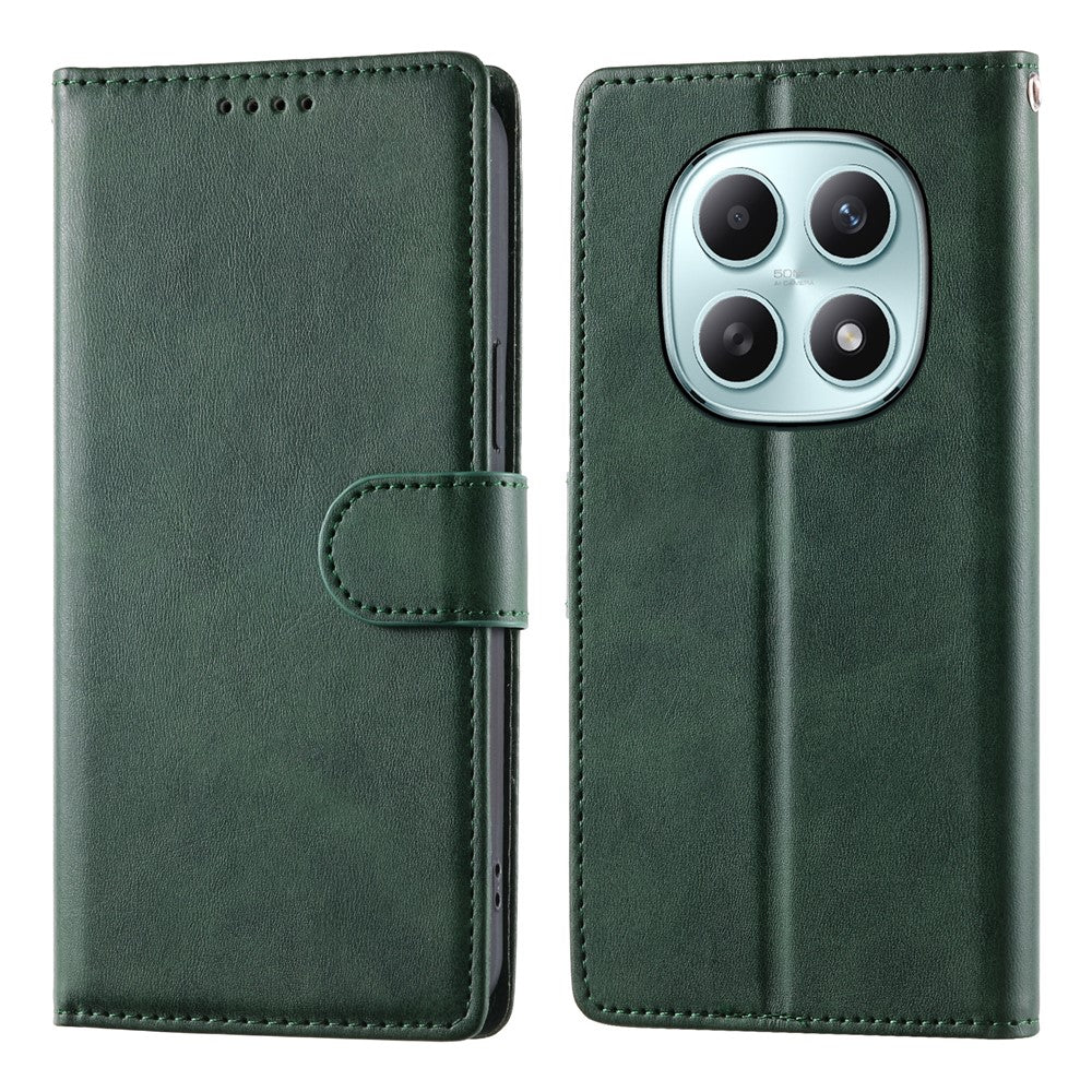 For Xiaomi Poco M8 5G / Redmi Note 15 5G (Global) Case Stand Wallet Calf Texture PU Leather Flip Phone Cover with Wrist Strap
