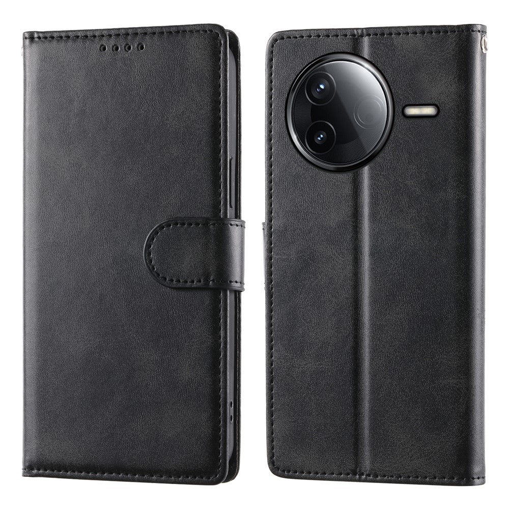 Wallet Case For Xiaomi Redmi K80 5G  /  K80 Pro 5G  /  Poco F7 Pro 5G  /  Poco F7 Ultra 5G Calf Texture PU Leather Phone Cover with Wrist Strap