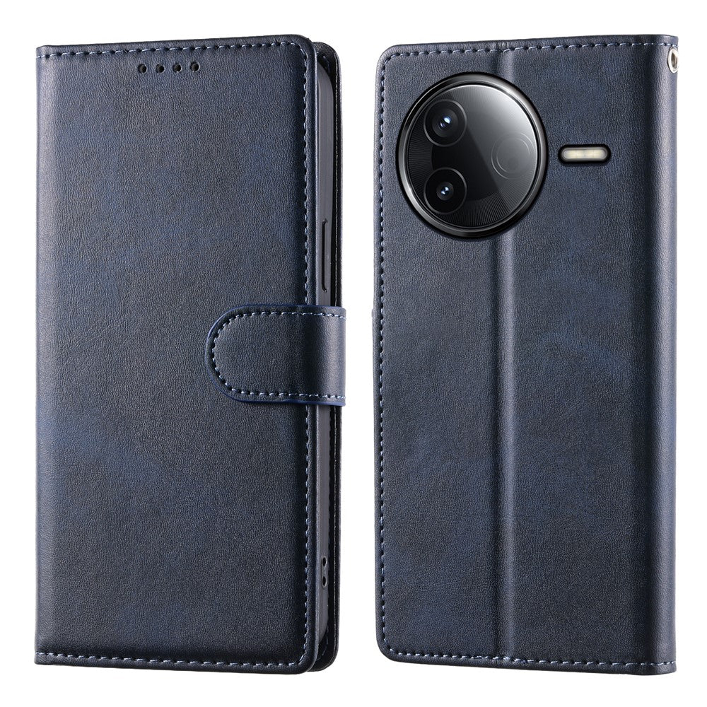 Wallet Case For Xiaomi Redmi K80 5G  /  K80 Pro 5G  /  Poco F7 Pro 5G  /  Poco F7 Ultra 5G Calf Texture PU Leather Phone Cover with Wrist Strap