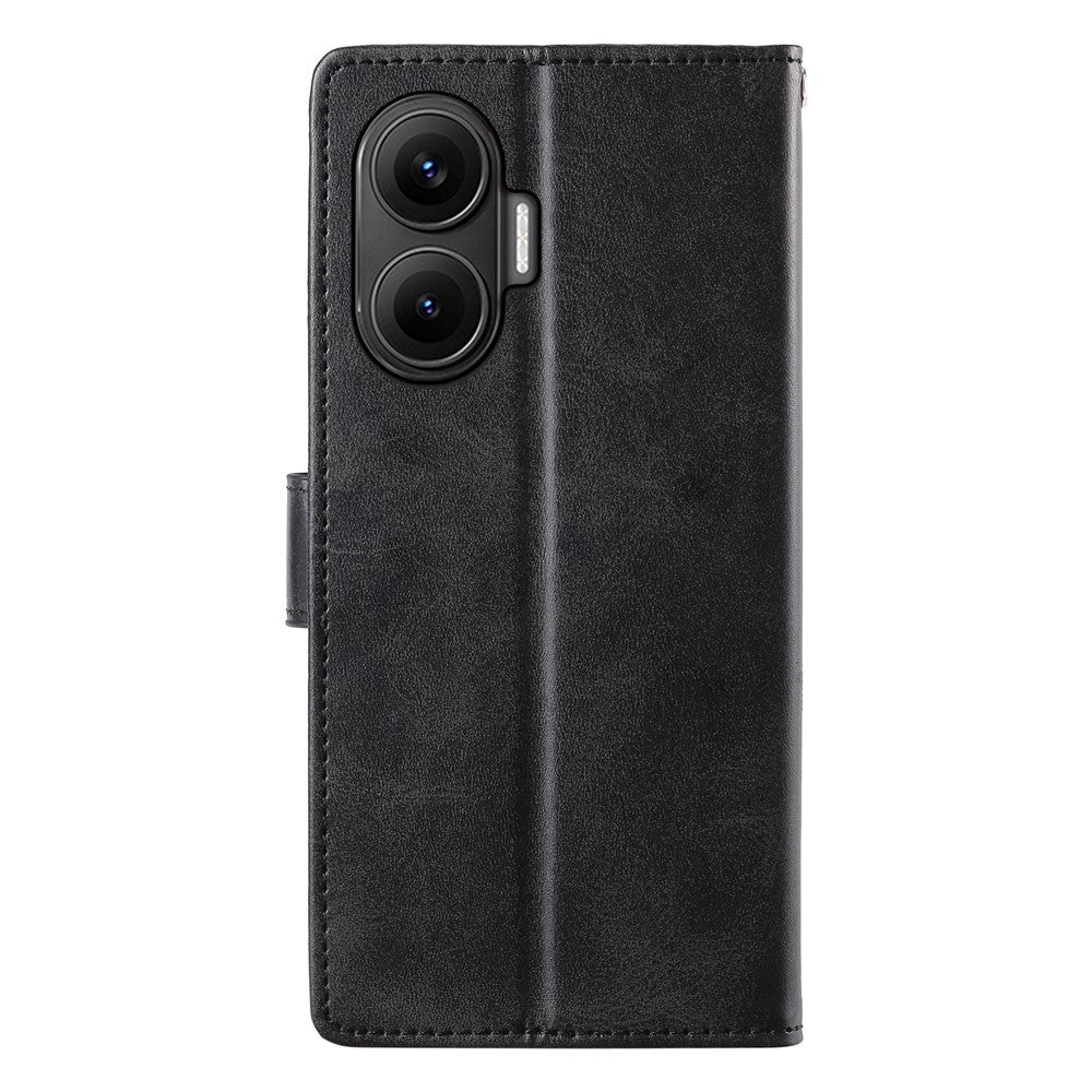 Xiaomi Redmi Turbo 4 Pro 5G / Poco F7 5G-skal, stativplånbok, kalvtextur, PU-läder, fällbart mobilskal med handledsrem