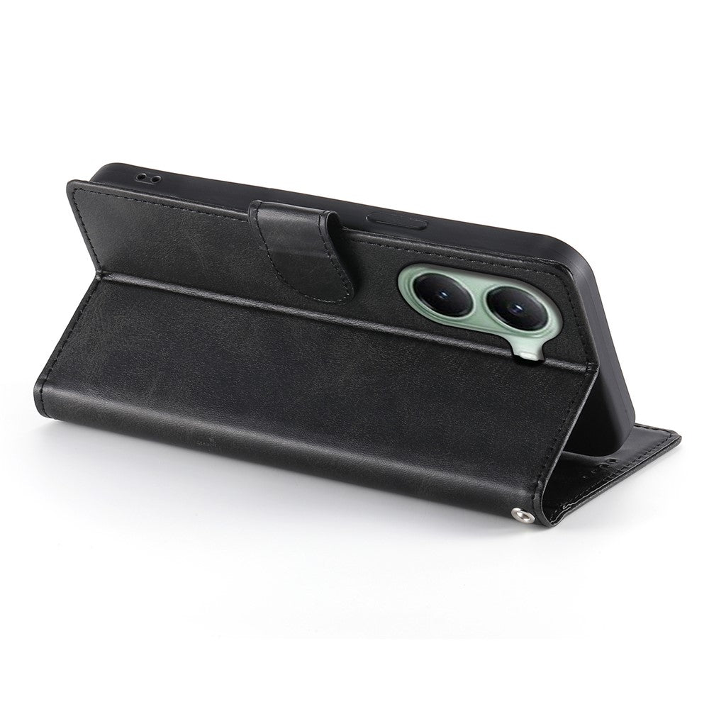 For Xiaomi Poco X7 Pro 5G  /  Redmi Turbo 4 5G Case Stand Wallet Calf Texture PU Leather Flip Phone Cover with Wrist Strap