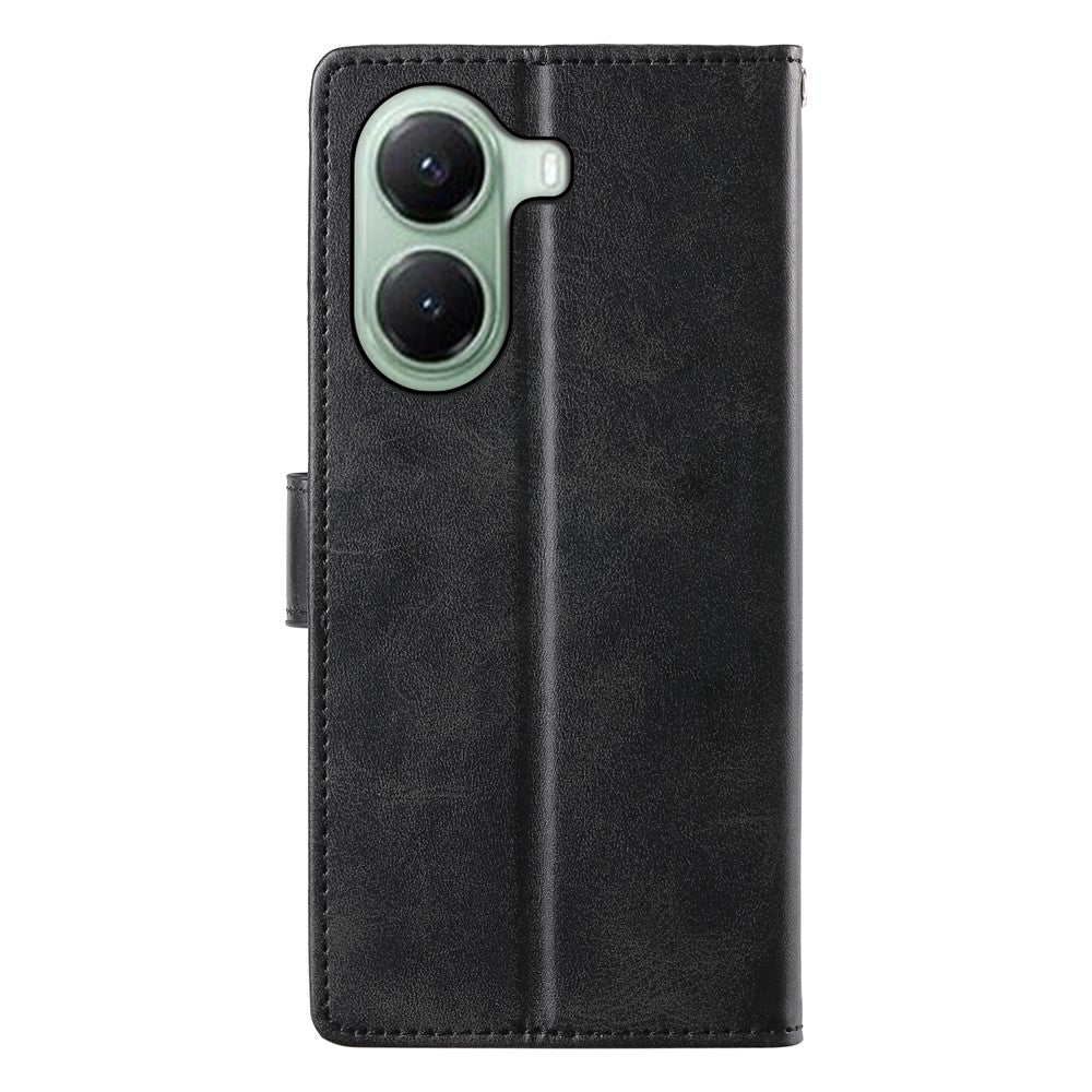 For Xiaomi Poco X7 Pro 5G  /  Redmi Turbo 4 5G Case Stand Wallet Calf Texture PU Leather Flip Phone Cover with Wrist Strap