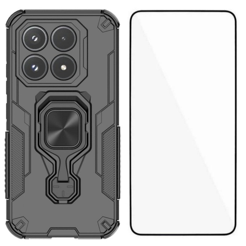 WANLONFENG For Xiaomi 17 Phone Case  PC TPU Back Cover Kickstand with Tempered Glass