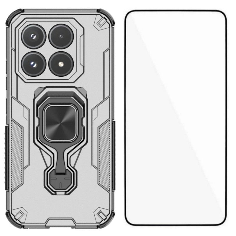 WANLONFENG For Xiaomi 17 Phone Case  PC TPU Back Cover Kickstand with Tempered Glass