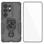 WANLONFENG För Samsung Galaxy S26 Ultra mobilskal PC TPU Bakstycke Stativ med Härdat Glas
