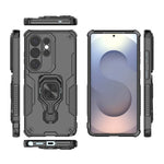 WANLONFENG För Samsung Galaxy S26 Ultra mobilskal PC TPU Bakstycke Stativ med Härdat Glas