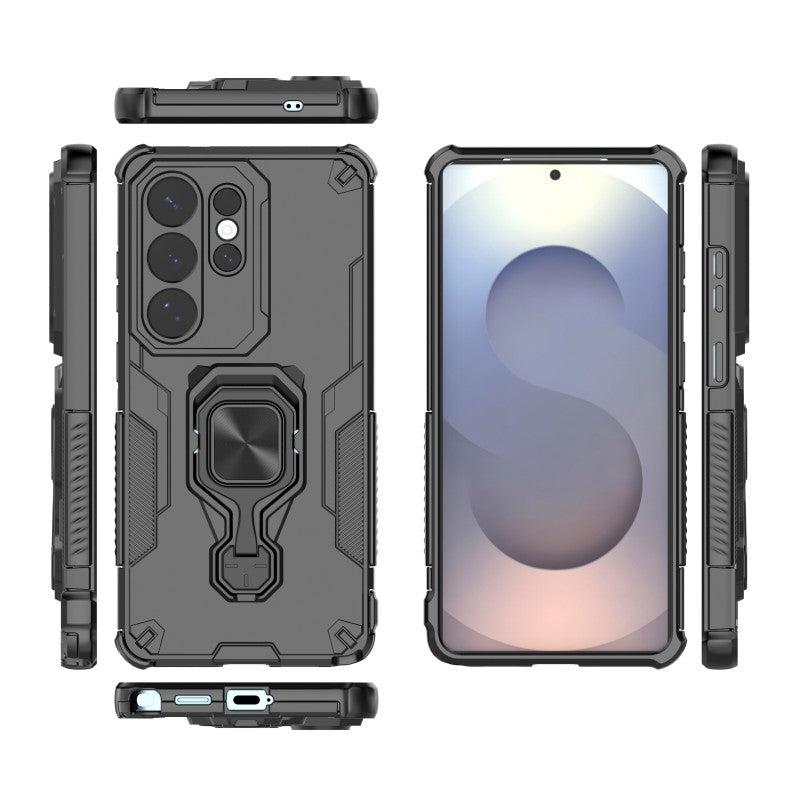 WANLONFENG För Samsung Galaxy S26 Ultra mobilskal PC TPU Bakstycke Stativ med Härdat Glas
