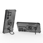 WANLONFENG För Samsung Galaxy S26 Ultra mobilskal PC TPU Bakstycke Stativ med Härdat Glas